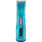 Opal Cordless Clipper and Free Blade,"Blue cordless clipper with metal blade, front view"
