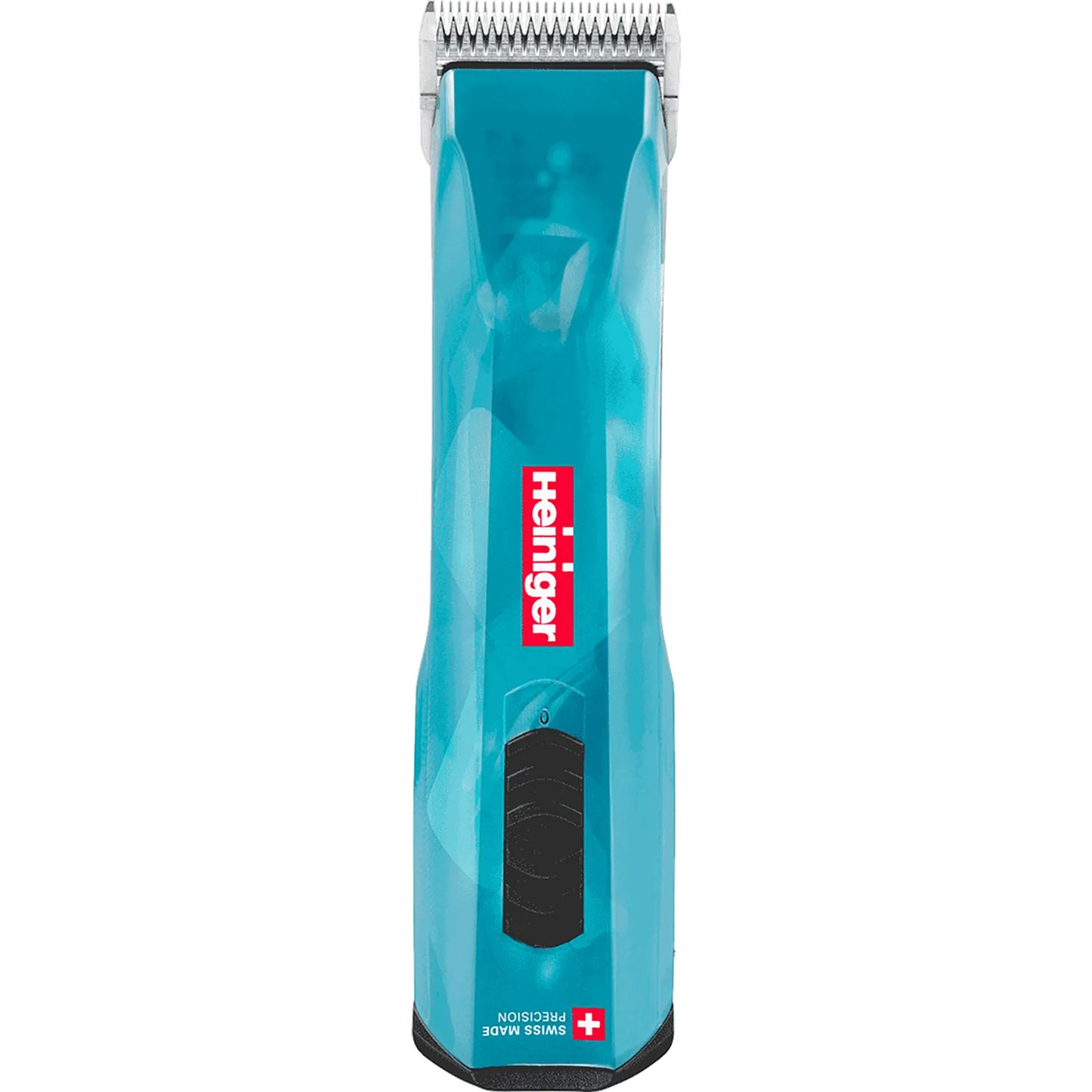Opal Cordless Clipper and Free Blade,"Blue cordless clipper with metal blade, front view"