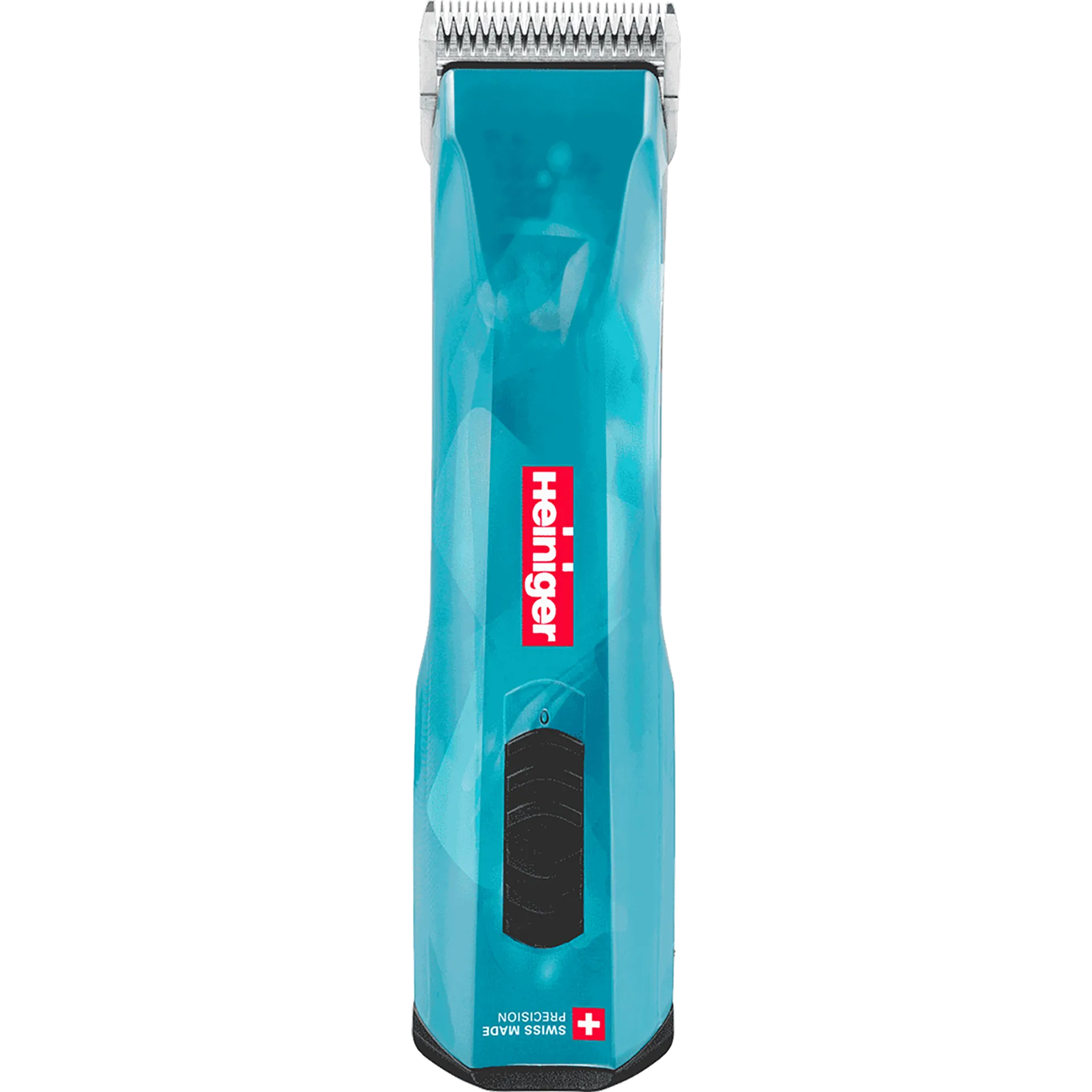 Opal Cordless Clipper and Free Blade,"Blue cordless clipper with metal blade, front view"