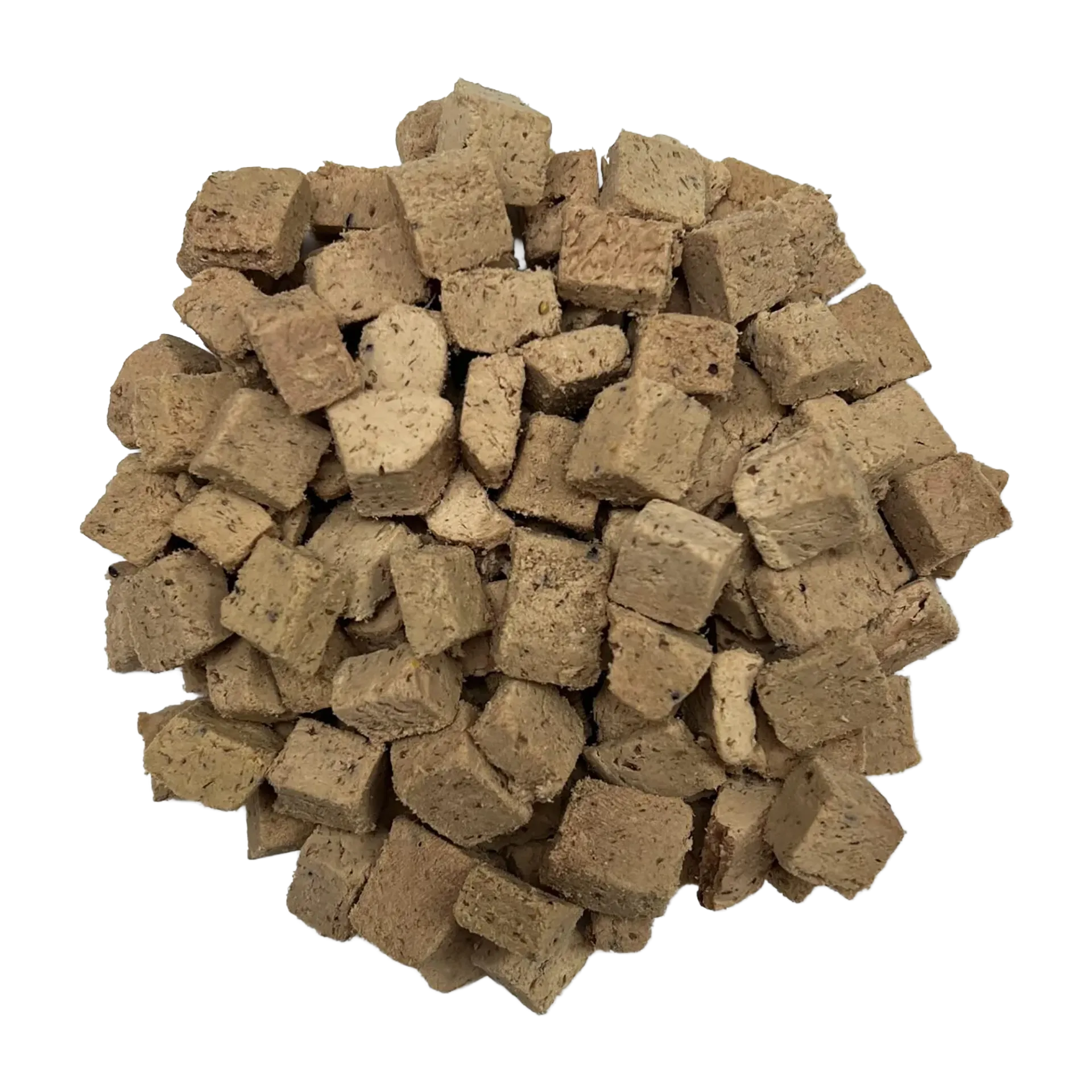 Adventure Fuel: Freeze-Dried Raw Dog Food,"Pile of freeze-dried dog food cubes"
