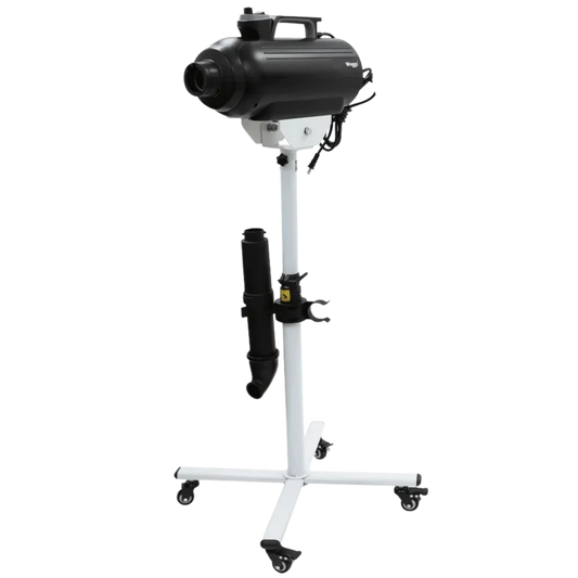 Duo-Sprint Dryer with Movable Dryer Stand by Waggz,"Black pet dryer on rolling stand with hose attachment"