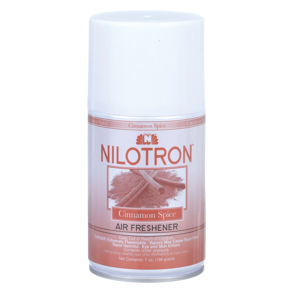 Nilodor Nilotron™ Designer Aerosols,"Aerosol can with white cap and cinnamon spice label"