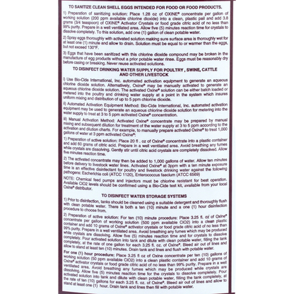 Oxine® Animal Health (AH),"Back label with usage directions and instructions"