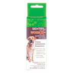 Sentry® WormX DS Liquid Dewormer,"Front view of green and white box with dog image"
