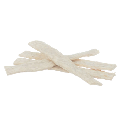 C.E.T.® Enzymatic Oral Hygiene Chews for Dogs,"Light tan chew strips stacked in a pile"