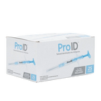 ProID® ISO Microchips,"Microchip box with syringe illustration on packaging"