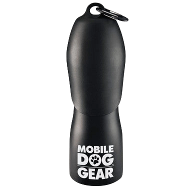 Mobile Dog Gear 25 oz Water Bottle,"Black water bottle with attached carabiner clip"