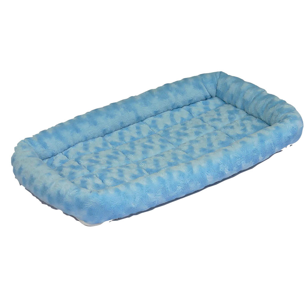 Quiet Time Pet Beds,"Blue rectangular pet bed with raised bolstered edges"