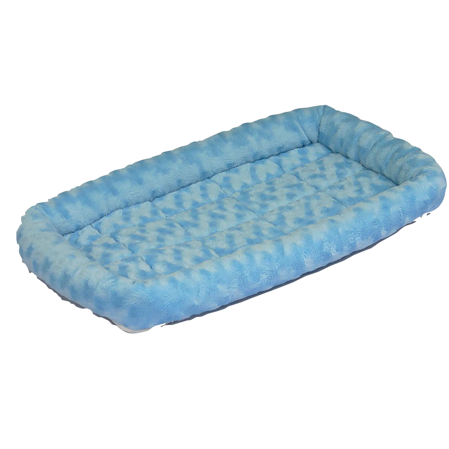 Quiet Time Pet Beds,"Blue rectangular pet bed with raised bolstered edges"