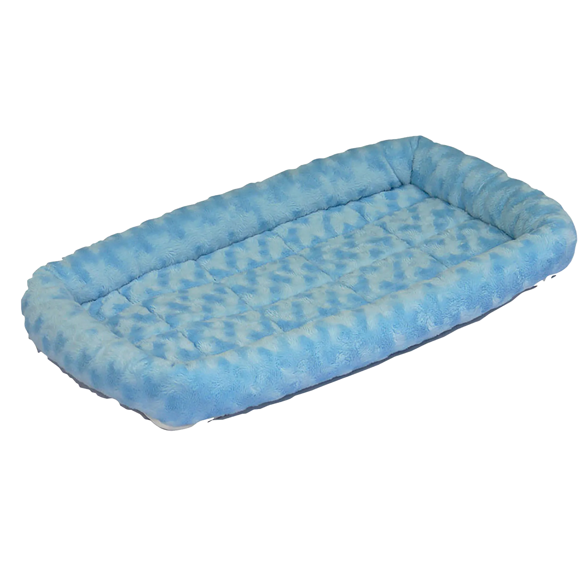 Quiet Time Pet Beds,"Blue rectangular pet bed with raised bolstered edges"