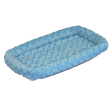 Quiet Time Pet Beds,"Blue rectangular pet bed with raised bolstered edges"