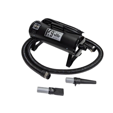 K-9 II Dog Dryer With FREE Water Peeler,"Black dog dryer with flexible hose and two nozzle attachments"