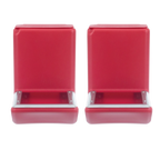 Kane Kennel Feeder,"Pair of red metal feeders with front openings"