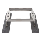 Floating Straw Rack,"Metal rack with black foam floats and slotted side supports"