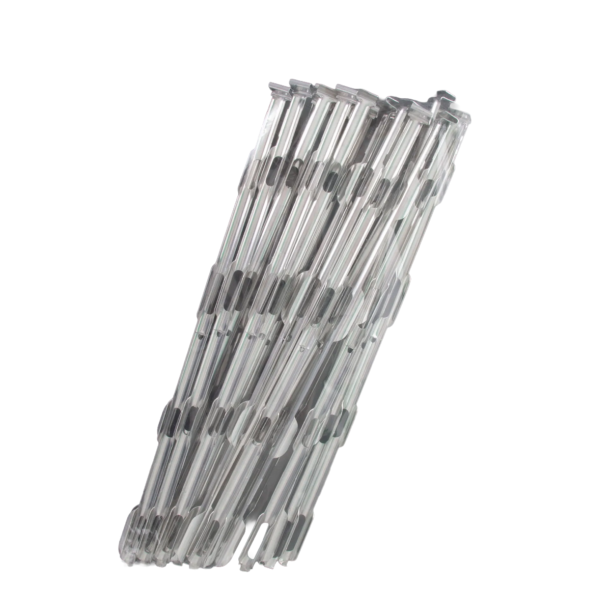 Canes,"Bundle of clear straight tubes with black grip inserts"
