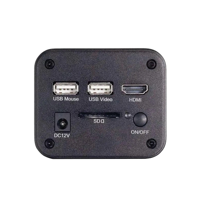 BioVID 4K 8MP Ultra HD Microscope Camera,"Rear panel with USB, HDMI, SD slot, power jack and on/off button"