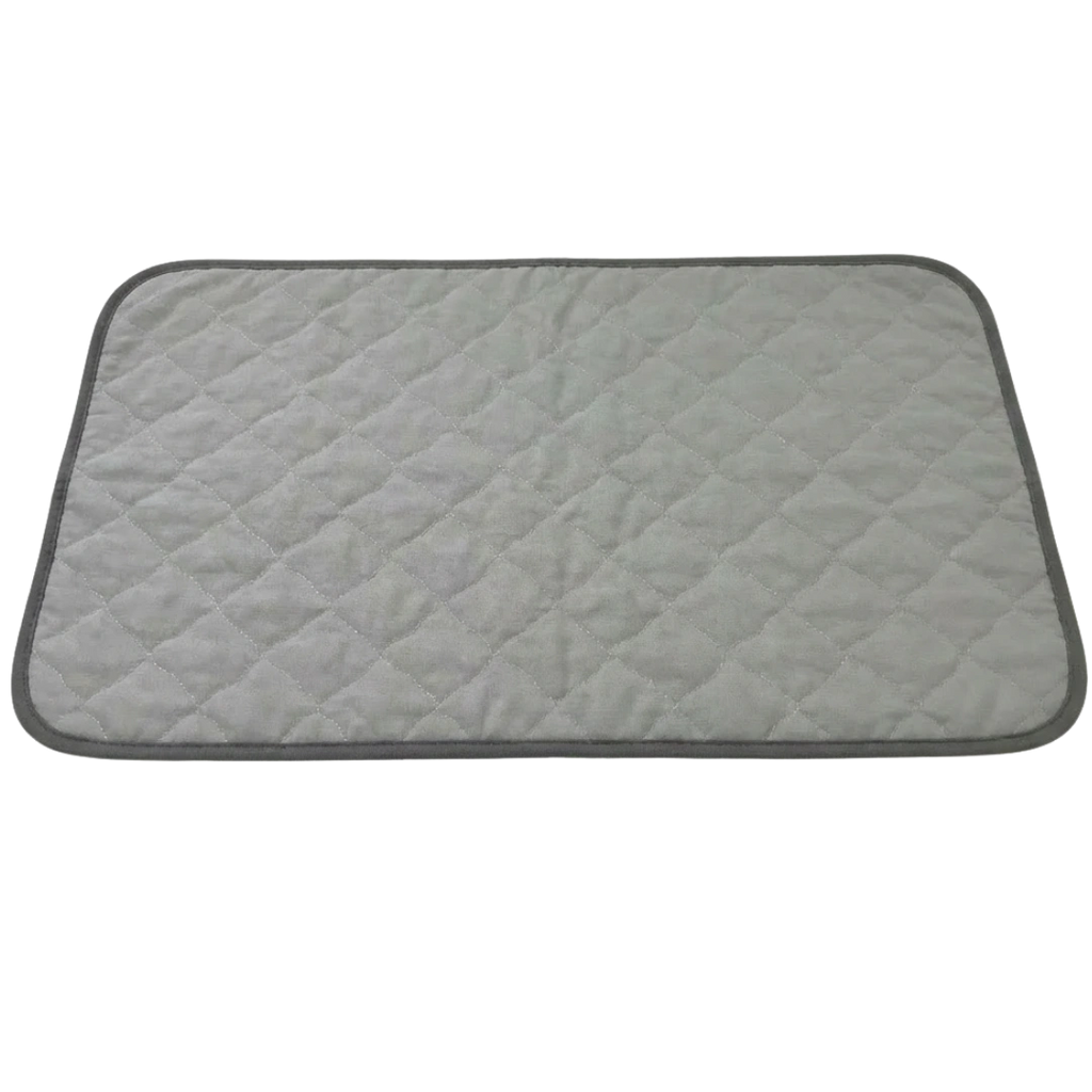 Puppywarmer Incubator Pee Pad,"Rectangular quilted gray pad with rounded corners"