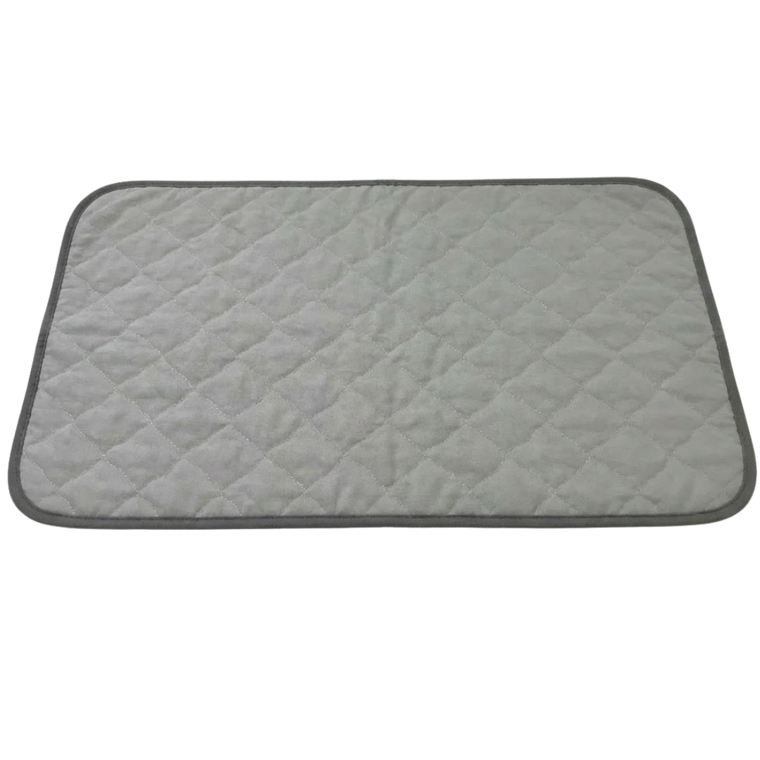 Puppywarmer Incubator Pee Pad,"Rectangular quilted gray pad with rounded corners"