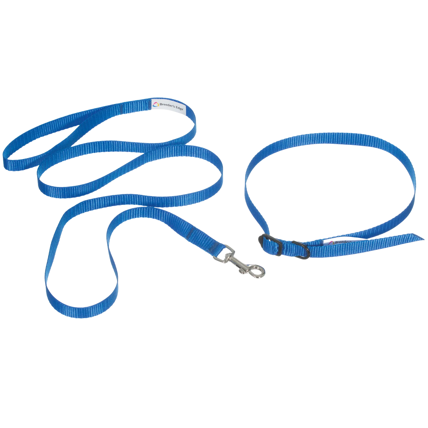 Breeder's Edge® ID Me™ Take Me Home Collars and Leashes,"Blue leash with matching adjustable collar and metal clip"