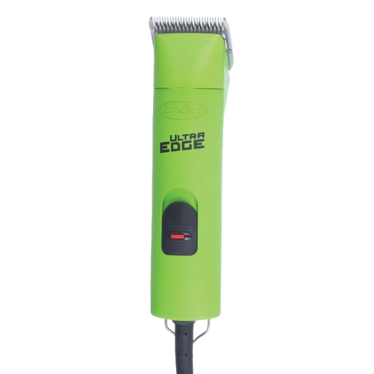 Andis® UltraEdge® Pro Clip AGC Super 2 Animal Clipper,"Green clipper with metal blade, front view"