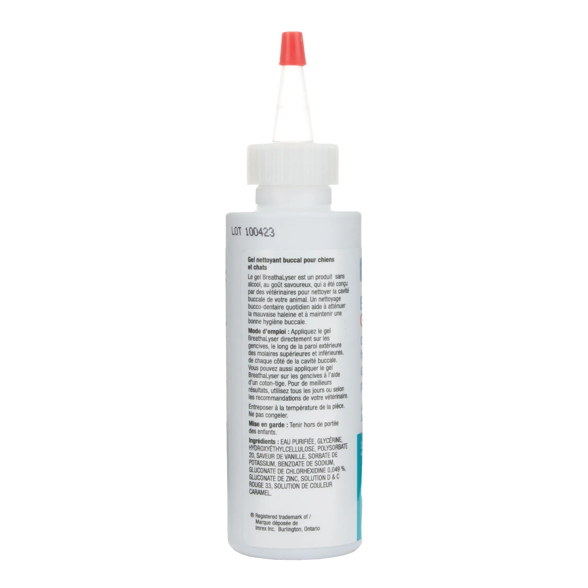 Breathalyser® Gel,"White squeeze bottle with long applicator tip and red cap"