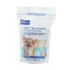 C.E.T.® Enzymatic Oral Hygiene Chews for Dogs,"Resealable chew pouch with small dog image and visible chews"