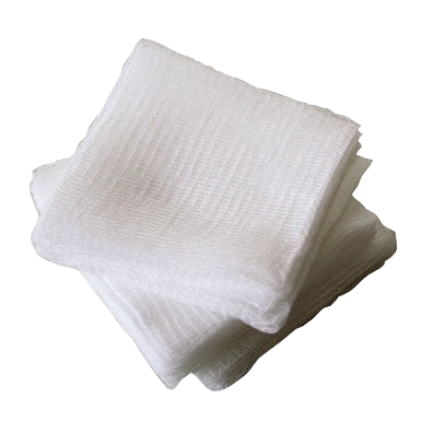Non-Sterile Gauze Sponges, 12-ply,"Stack of folded white gauze sponges"