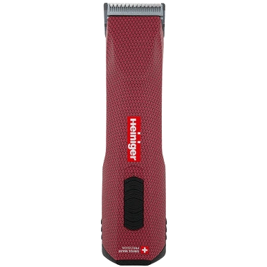Opal Xtend Vet Edition Cordless Clipper with 40 blade and Two Batteries,"Red cordless clipper front view with metal blade"