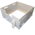 MagnaBox Whelping Box,"White box with side handles and front entry panel"