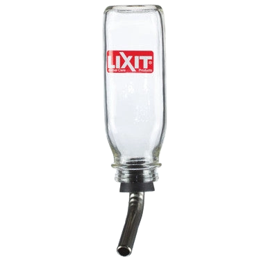 Lixit® Bird Deluxe Glass Water Bottle,"Clear glass bird water bottle with metal drinking tube"