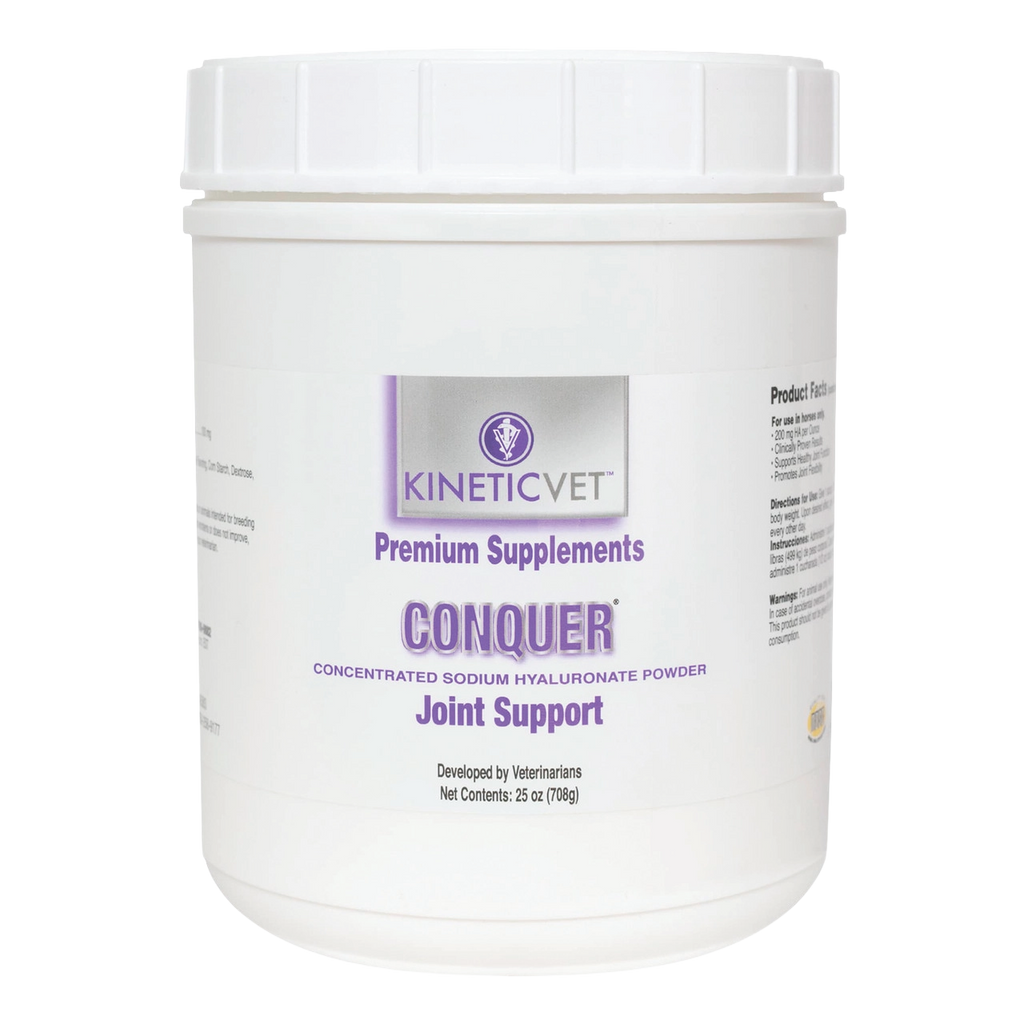 Conquer®,"White plastic supplement tub with screw-top lid"