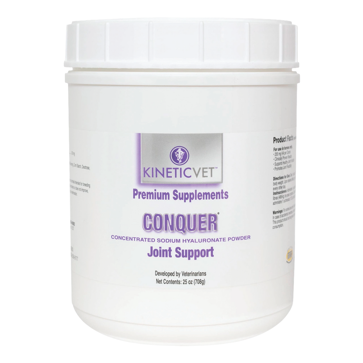 Conquer®,"White plastic supplement tub with screw-top lid"