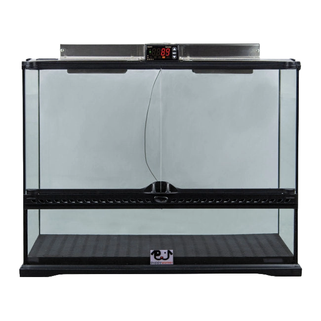 Puppywarmer® Puppy Incubator,"Glass-front incubator with digital control display"