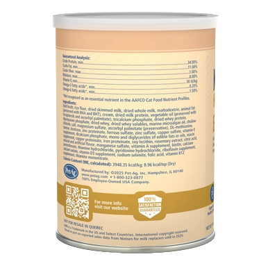 PetAg Healthy Aging Powder,"Back view of powder container with nutrition label"