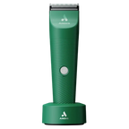 Vida Green Cordless Clipper by Andis,"Green cordless clipper standing on charging base"