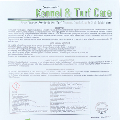 Kennel & Turf Care,"Product label close-up with directions and warning panel"