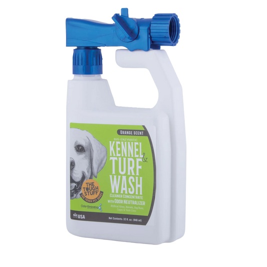 Bio-Enzymatic Kennel And Turf Wash Cleaner Concentrate With Odor Neutralizer,"White bottle with blue hose sprayer attachment"