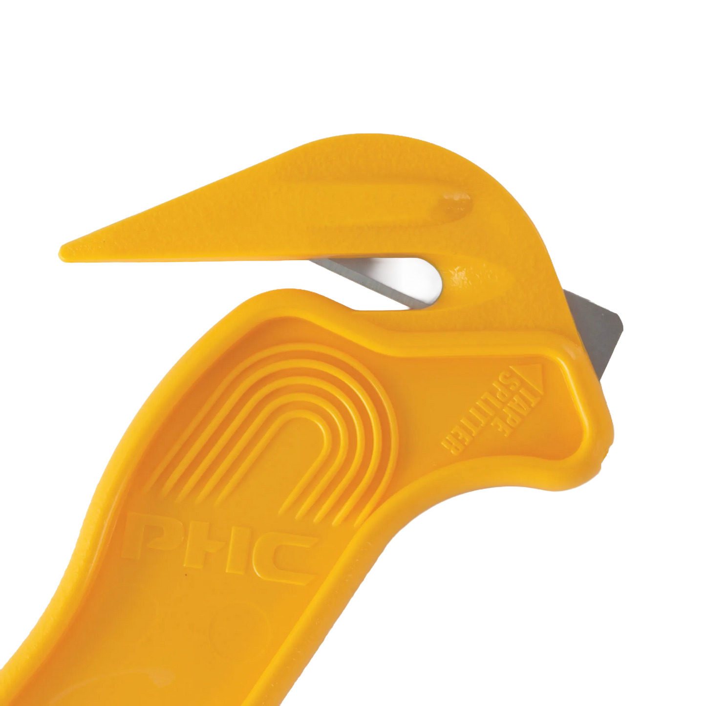Plastic Wrap Cutter,"Yellow handheld cutter with exposed metal blade"