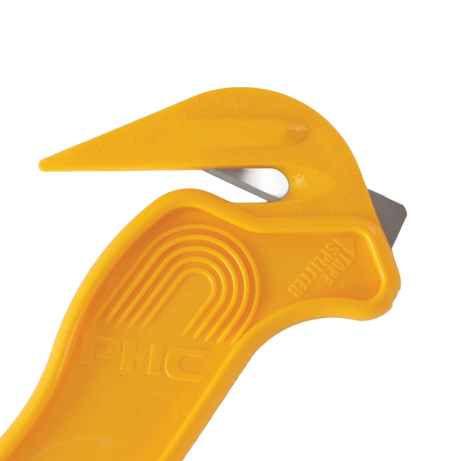 Plastic Wrap Cutter,"Yellow handheld cutter with exposed metal blade"
