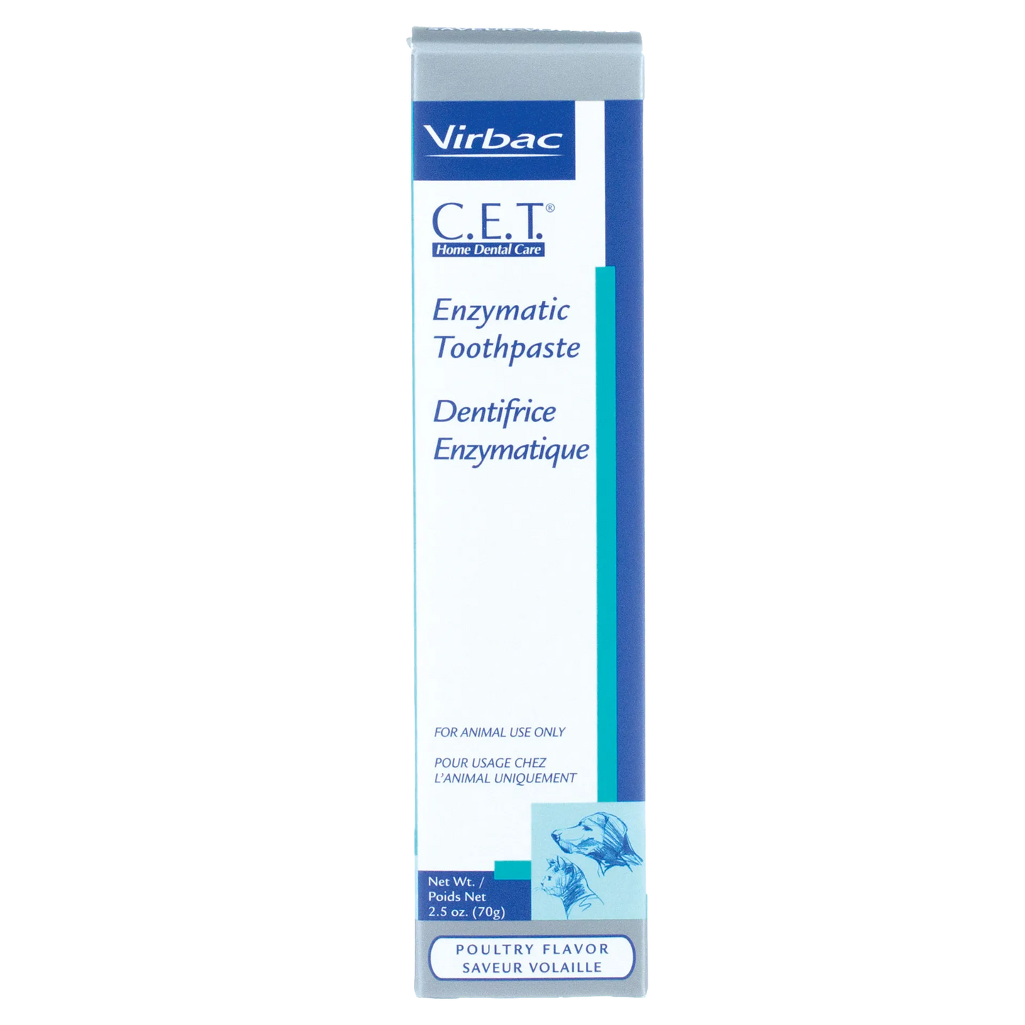 C.E.T.® Enzymatic Toothpaste,"Front view of toothpaste box with blue and teal accents"