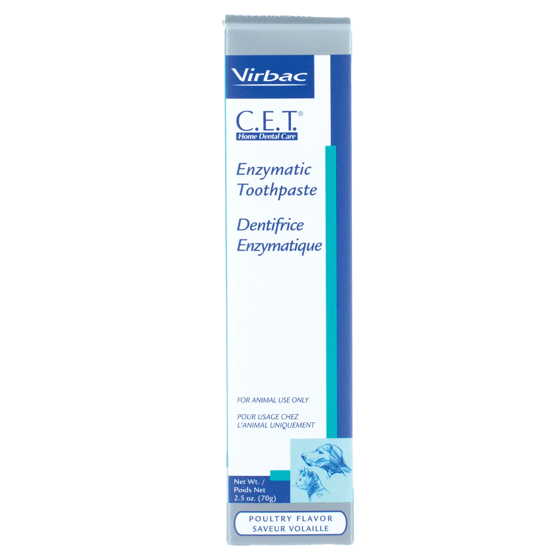 C.E.T.® Enzymatic Toothpaste,"Front view of toothpaste box with blue and teal accents"