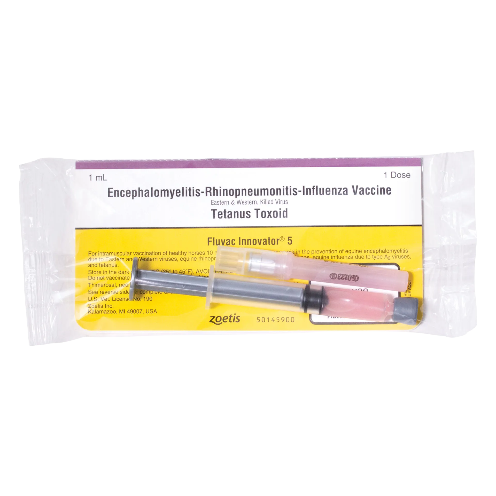 Fluvac Innovator® 5,"Pre-filled syringe with pink cap in clear pouch"
