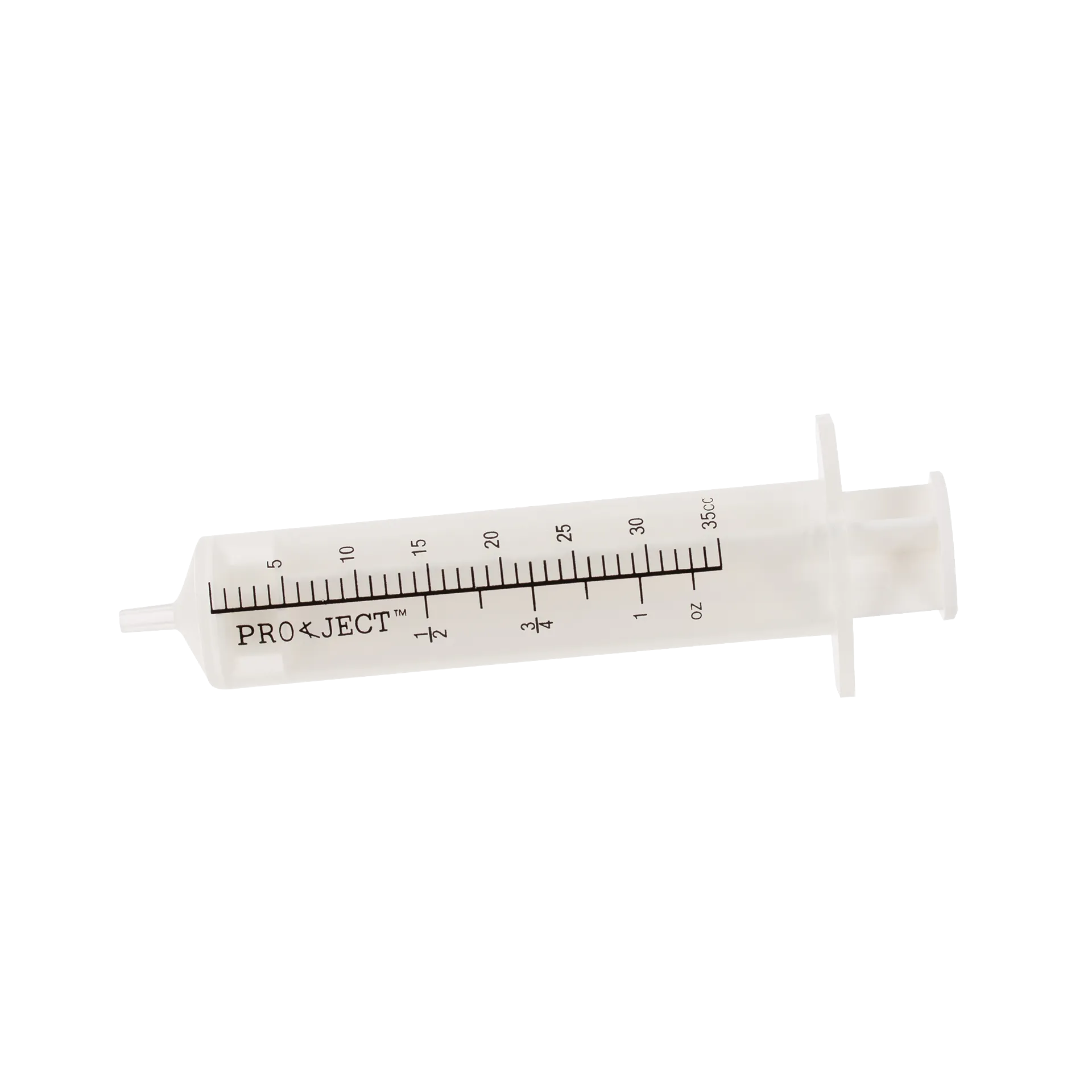 Semen Safe All Plastic Sterile Syringes Luer Slip Tip,"Clear 35cc syringe with slip tip and black measurement markings"
