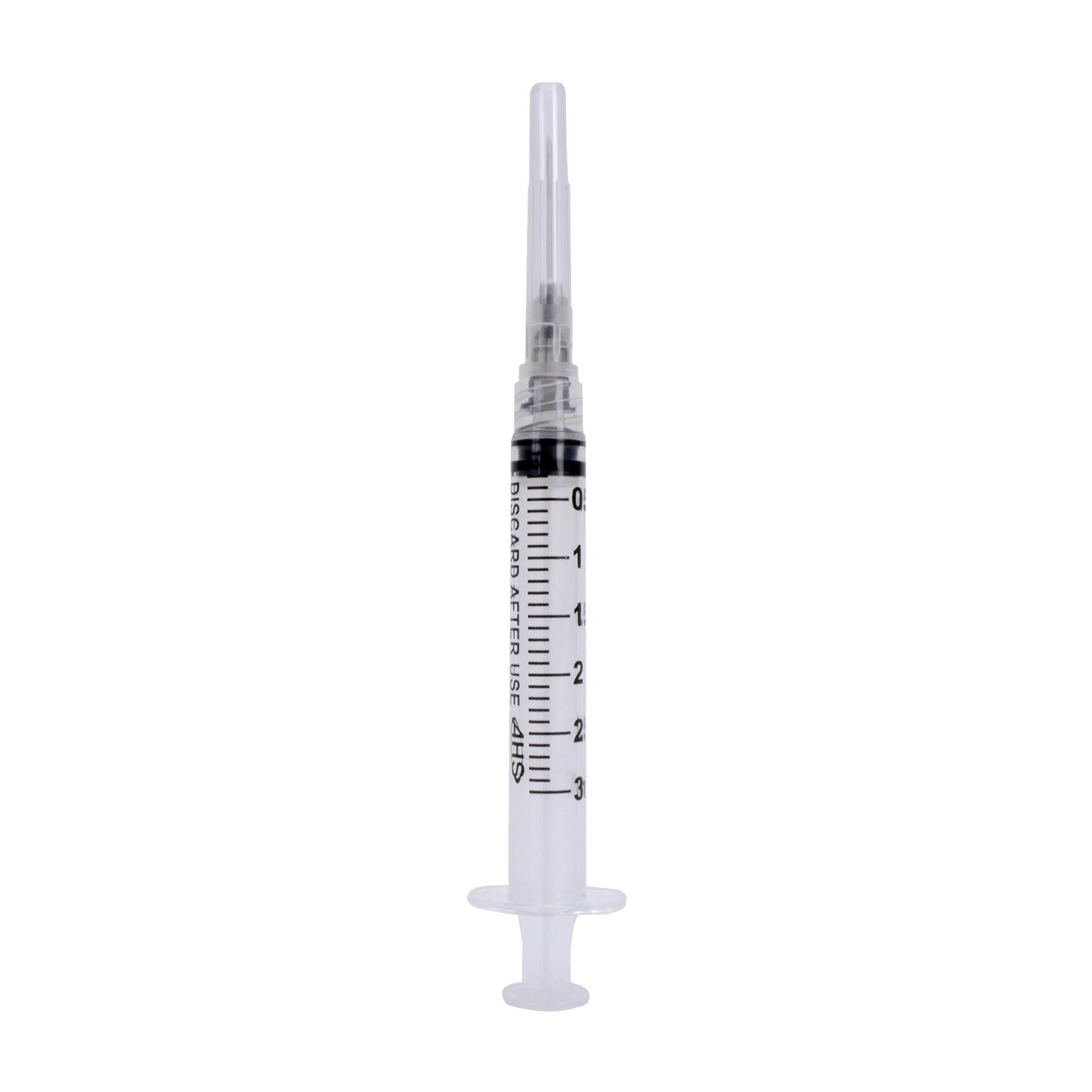 Syringe & Needle, 3mL, Luer Lock, Hypodermic, Vet Use, by American Health Service,"Clear syringe with capped needle"
