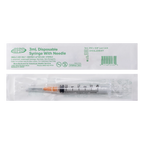 Syringe & Needle, 3mL, Luer Lock, Hypodermic, Vet Use, by American Health Service,"Individually wrapped syringe with attached needle in outer pouch"