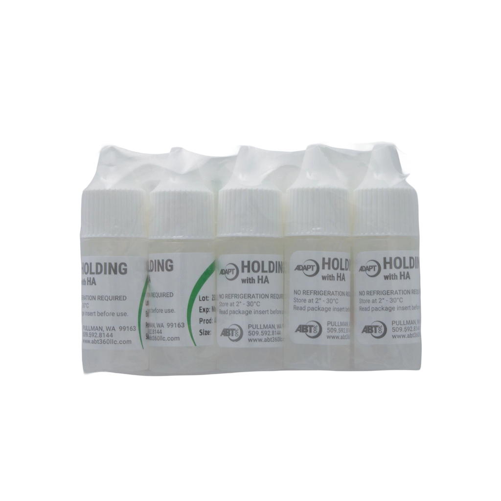 ABT360 Holding Media Adapt with HA,"Five small bottles bundled in clear plastic wrap"