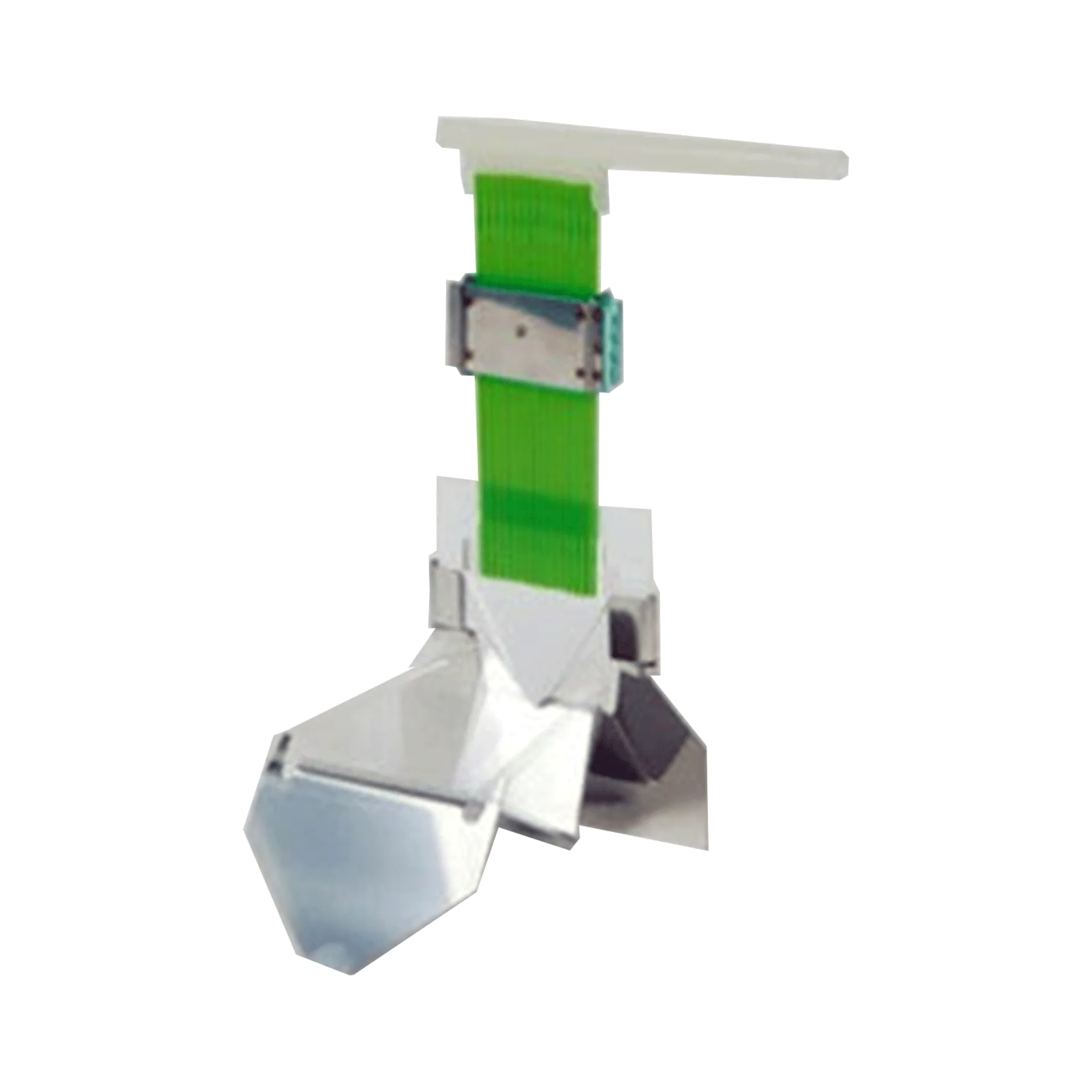 IMV Straw Bubbler and Filler System,"Metal filler assembly with green vertical strip"