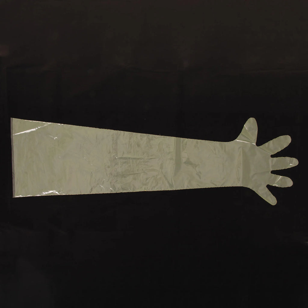Non Sterile Shoulder Length Glove,"Clear shoulder-length glove with attached sleeve"