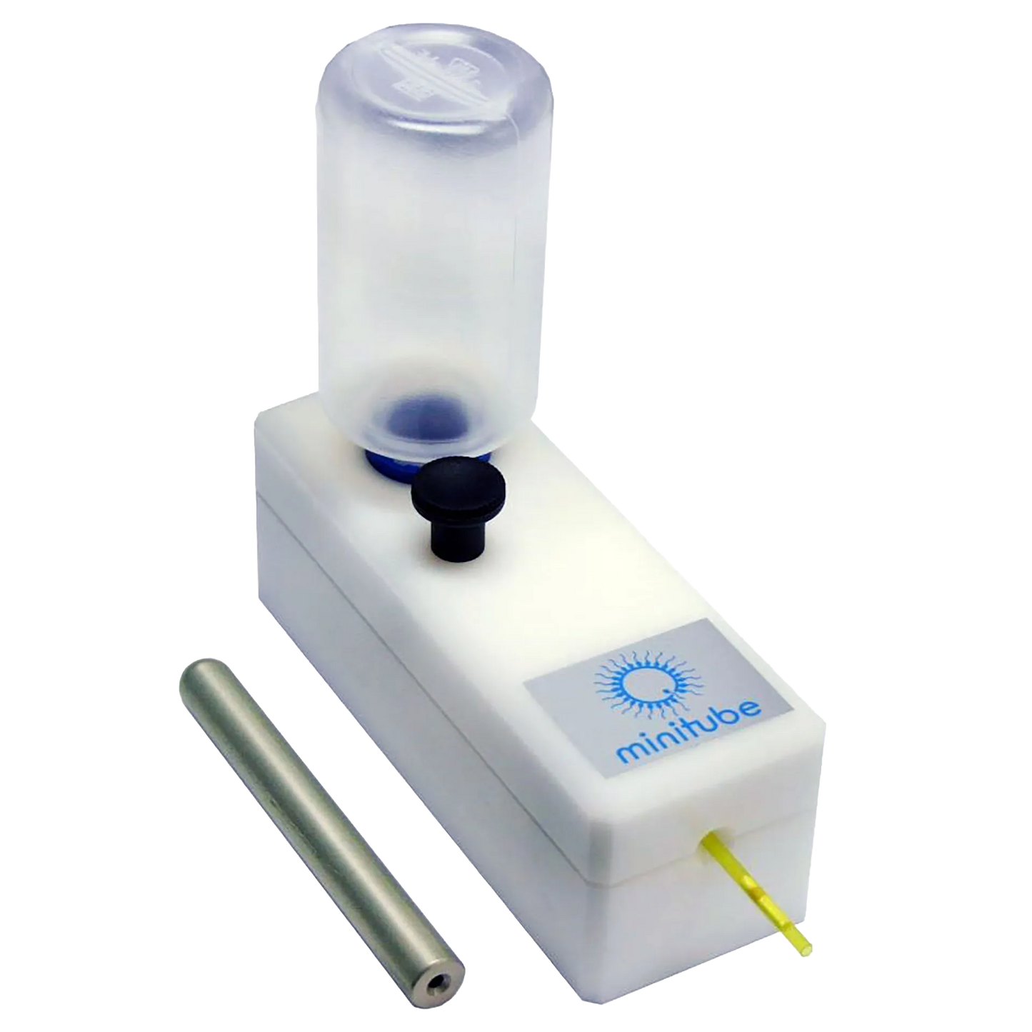 Manual Ball Sealer,"White sealer unit with clear vial holder and metal rod"