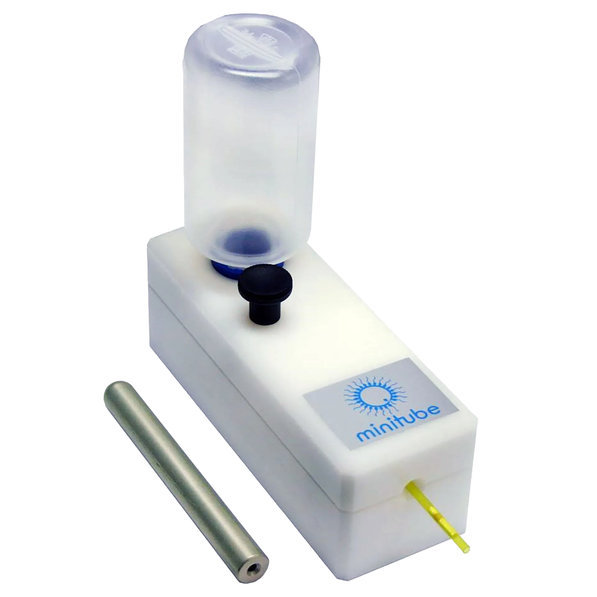 Manual Ball Sealer,"White sealer unit with clear vial holder and metal rod"
